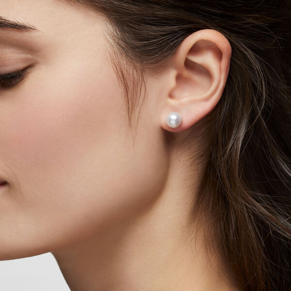 6.5&ndash;7 mm Akoya Pearl Earrings in Yellow Gold